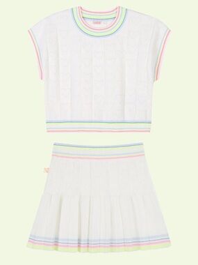 Billieblush White Knit Skirt with Pastel Trim